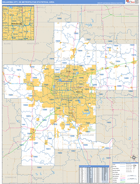 Oklahoma City Metro Area Wall Map